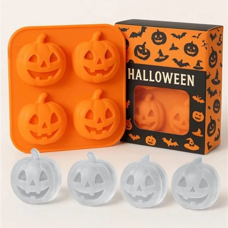 Halloween Ghost Pumpkin Silicone Ice Cube Tray Cute Spooky Silicone Mold Home Bar Table Decor Party Supplies Kids Holiday Gift