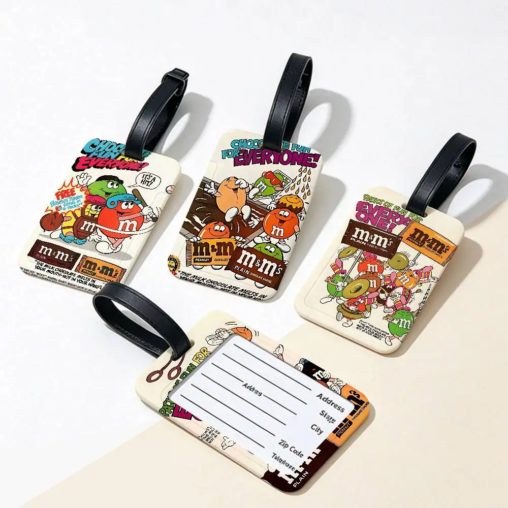Candy M-MS C-Chocolate M&M'S Multiscene PVC Luggage Tag Anti lost Design With Information Card For Travel Backpack Luggage
