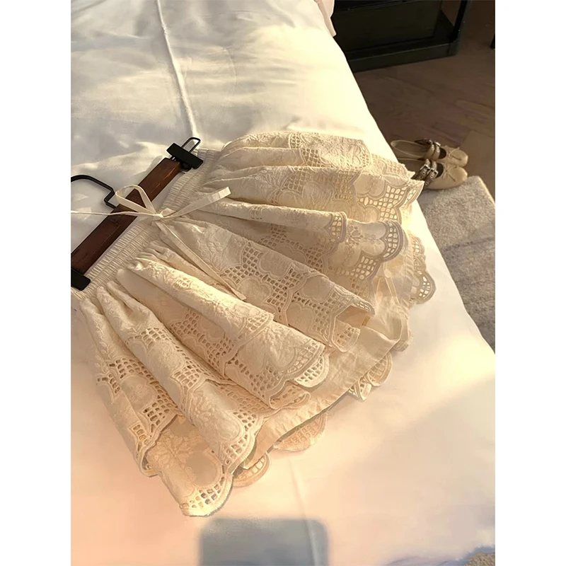 

MEXZT Vintage Mini Skirt Women Embroidery Ruffles Patchwork Ball Gown Skirts Summer Streetwear Korean High Waist A Line Faldas