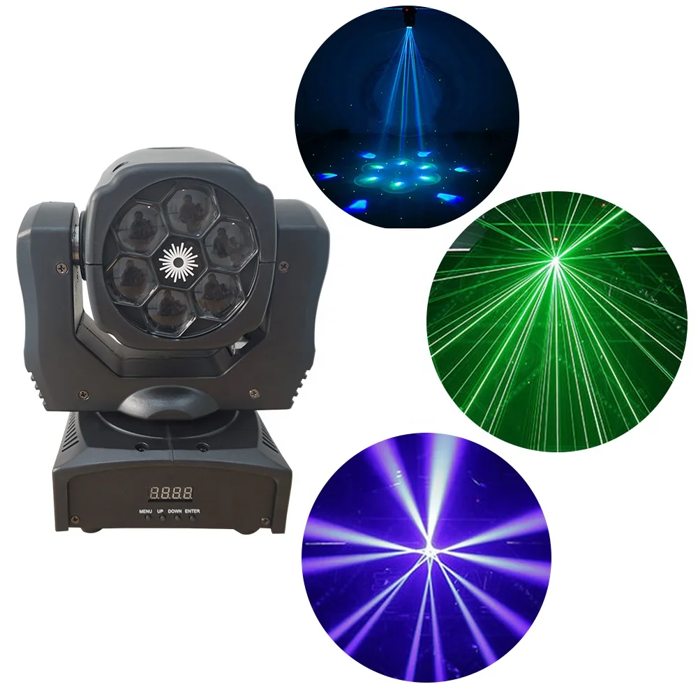 1Pcs/Lot Mini Led Moving Head Light 6X10W RGBW Led Stage Lighting WIth Green DJ Laser Point Star Used for Party Disco