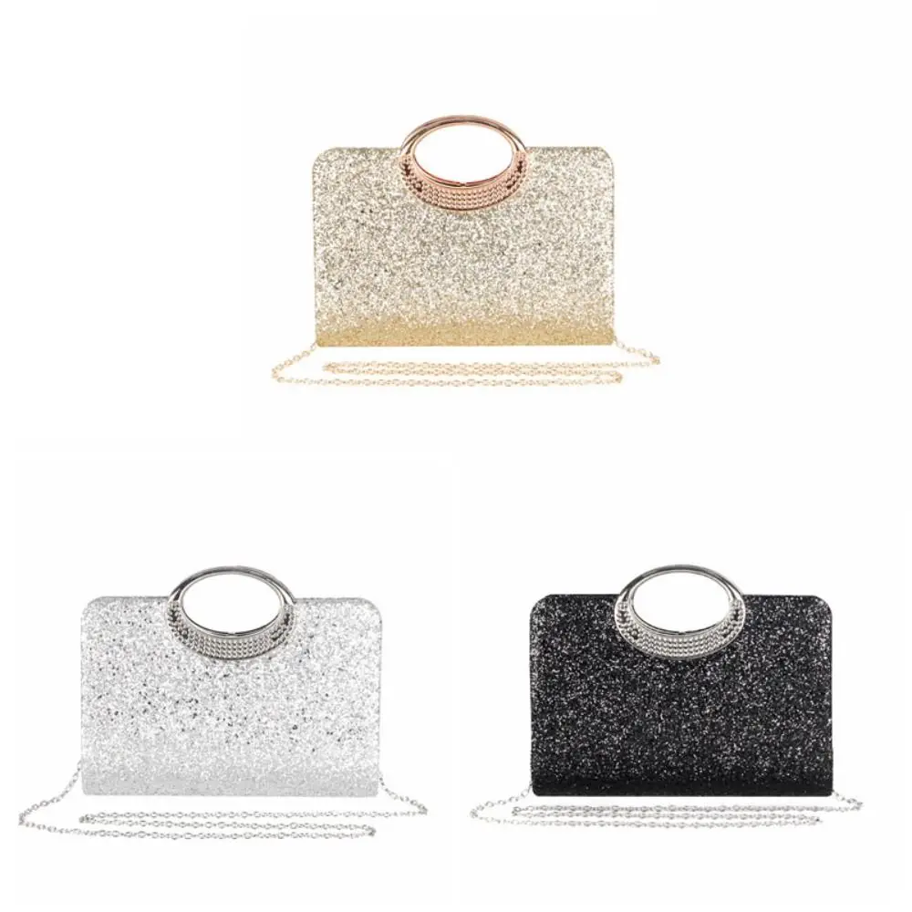Borsa da banchetto da sera con paillettes glitterate portatile Borsa da polso Borsa a tracolla Borsa lucida Borsa da pranzo per feste di lusso di grande capacità Matrimonio
