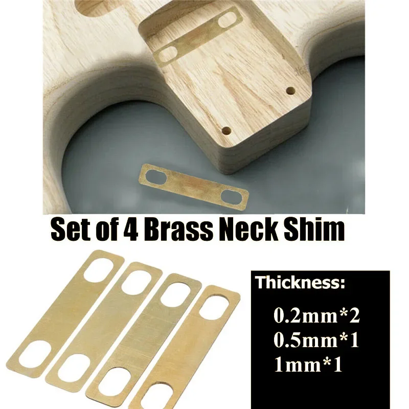 4pcs Connection Guitar Neck Shim Durable Heightening Gasket Musical Bass Instrument Accessories Tool Brass Compact Easy Install