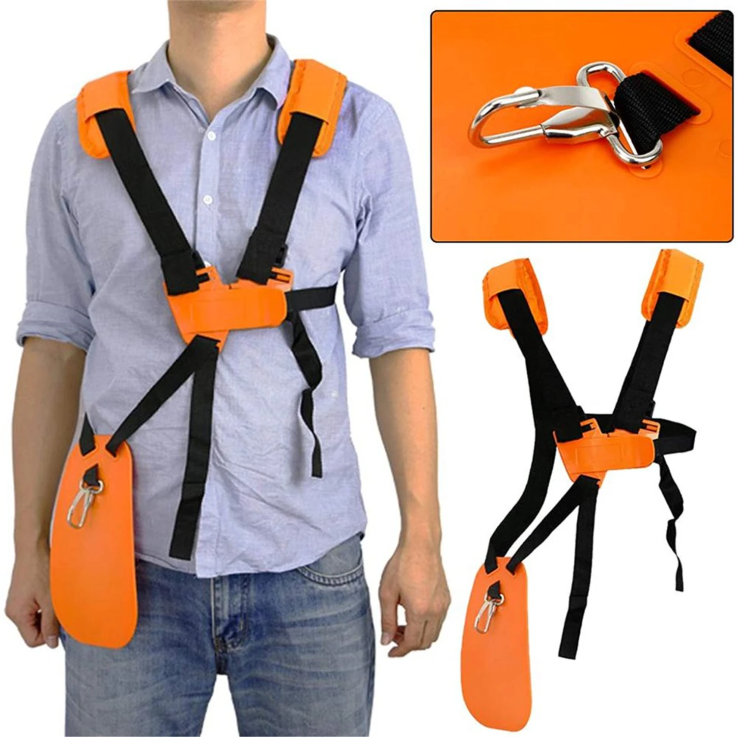 Adjustable Double Shoulder Universal Trimmer Harness Weed Eater Strap Replacement - Nylon Belt for Brush Cutter Garden Lawn