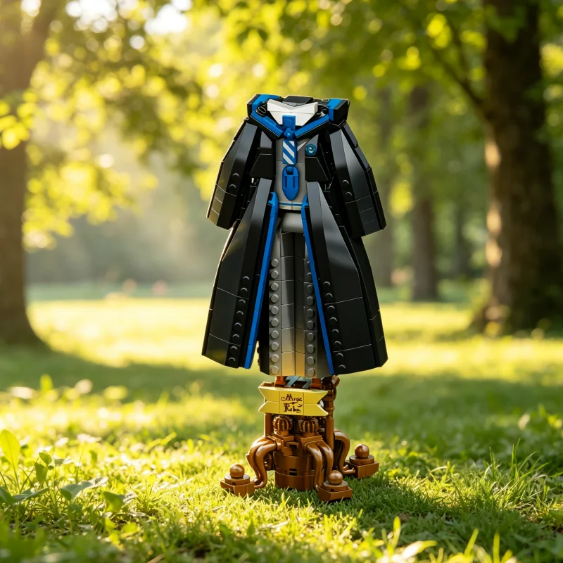 Ensemble de jouets en blocs de construction en forme de robe de sorcier bleue, parfait pour les passionnés de blocs de construction, un excellent cadeau pour les fêtes