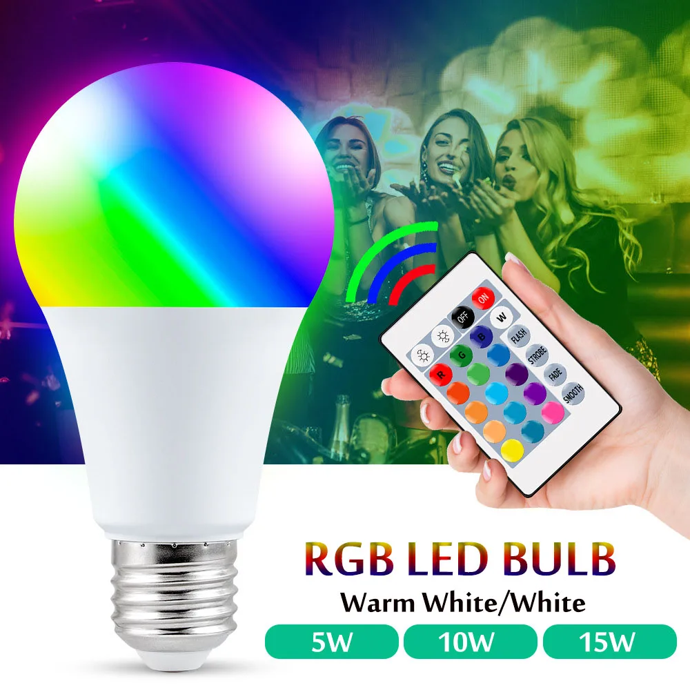 E27 5/10/15W Smart Lamp RGB Led Light Dimmable RGBW Colorful Bulb Aesthetic Room Decor Party Home bedroom Neon Lights Decoration