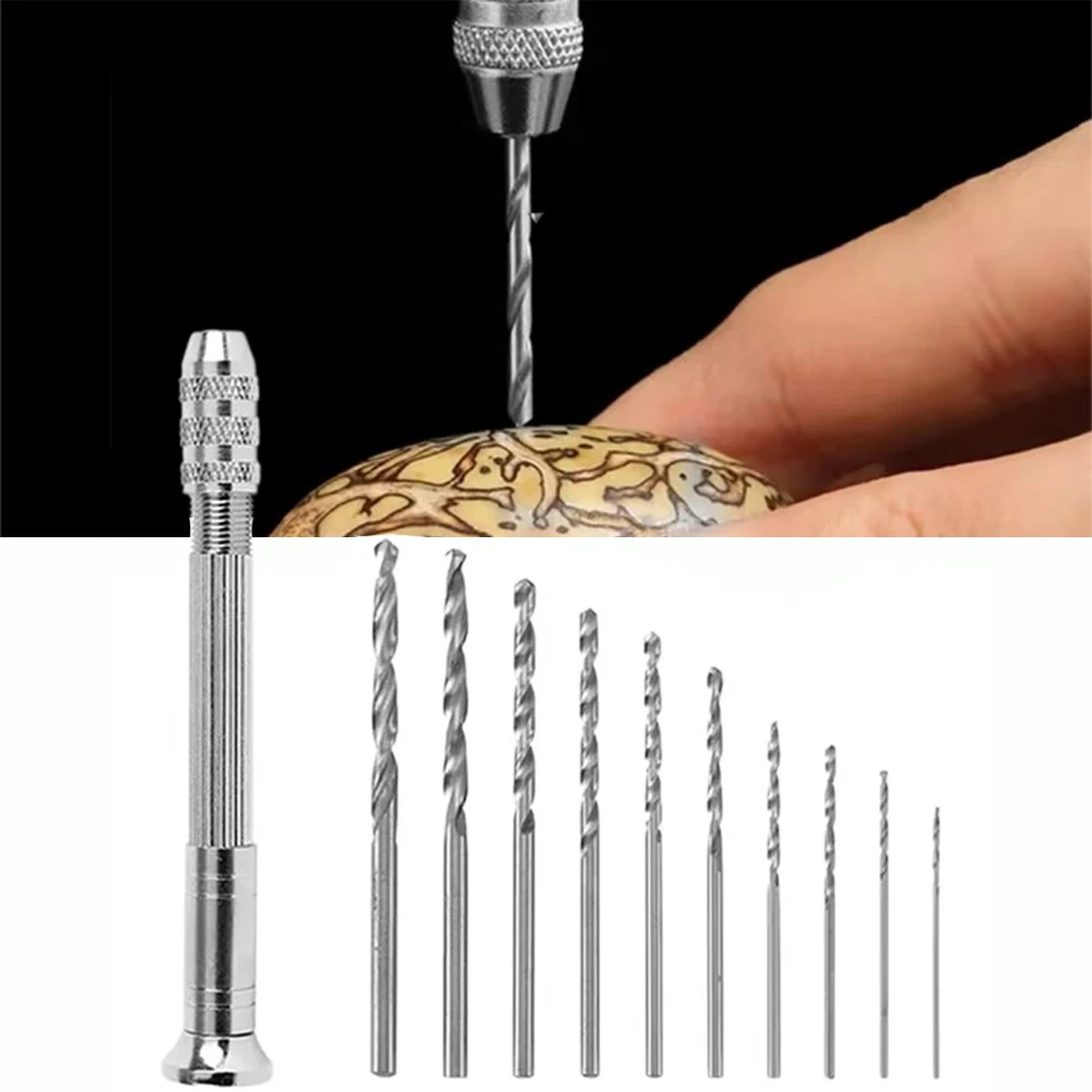 

0.8-3.0mm Hand Drill Woodworking Tools Drilling Rotary Tool Manual Twist Drill Bit Watchmaker Pin Vice Watch Repair Tools Kit