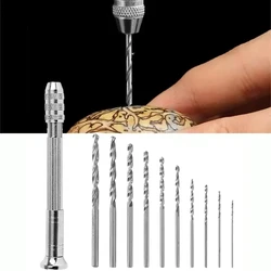 0.8-3.0mm Hand Drill Woodworking Tools Drilling Rotary Tool Manual Twist Drill Bit Watchmaker Pin Vice Watch Repair Tools Kit