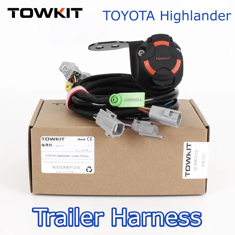 For TOYOTA HIGHLANDER trailer wiring harness Eur 13/7 pin trailer RV tail light signal Australia 12/7 pin trailer Plug Socket