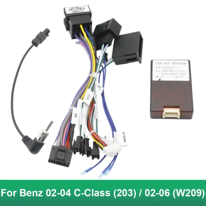Für Benz C-Klasse W203 2002-2004 CLK W209 2002-2006 Auto-Radio Verkabelungsadapter Stromkabel Stereo-Adapter – Detail 4