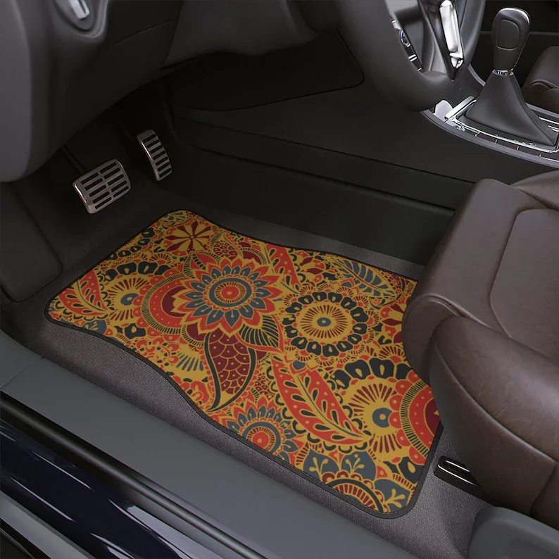 

Boho Hippie Car Accessory Floor Mats Retro Mod Car Decor Vehicle Hippie Van Truck Car Gift