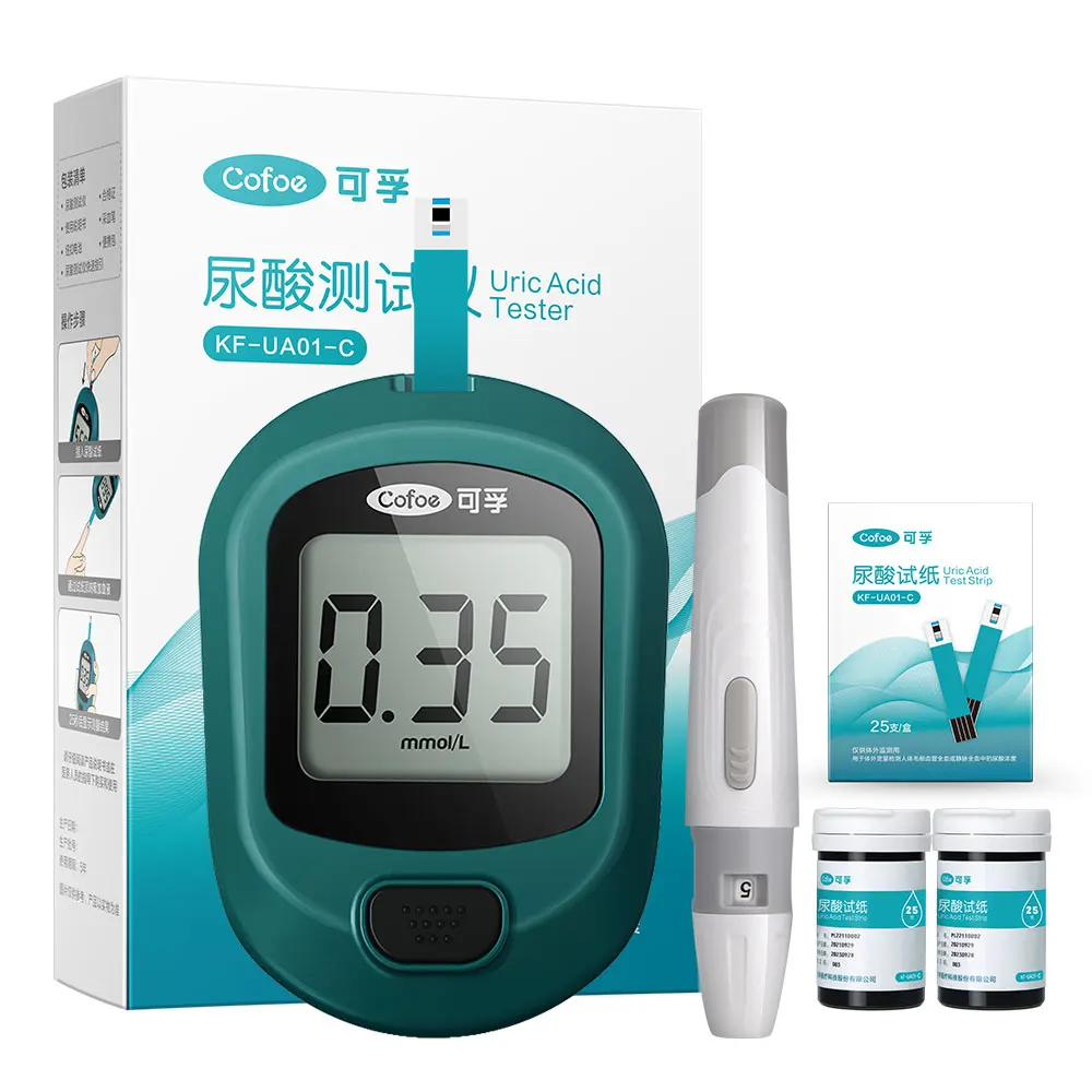 Cofoe Uric Acid Monitor with Test Strips And Lancets Needles For Home Uric Acid Measurement Of Gout Tester Device