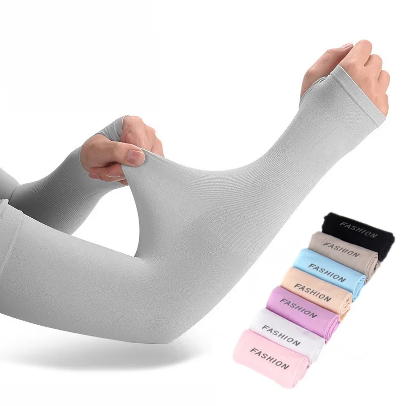 1 زوج الحرير الجليد الشمس حماية الذراع يغطي للجنسين الكوع غطاء في الهواء الطلق الدراجات تشغيل الصيد القيادة كول المضادة للأشعة فوق البنفسجية أكمام أذرع تبريد #1