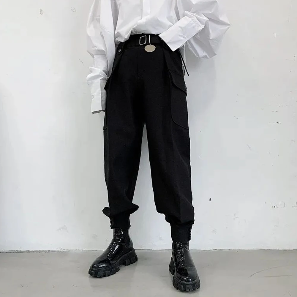 Summer Black Personality Design Three-dimensional Pocket Overalls Men All-match Casual Trousers Mens Clothing Pants Hombre Y2K