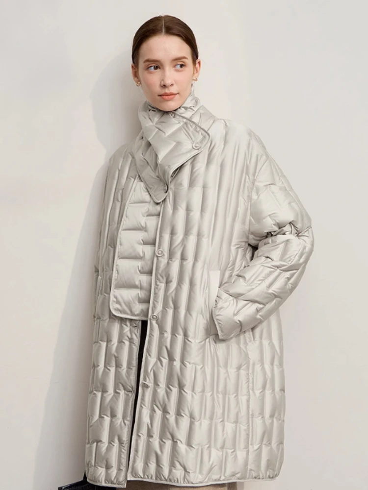 AMII Women Down Jacket 2025 Winter New Solid Color Warm Coat Female Loose Medium And Long Long Sleeve Women's Coat 12524032