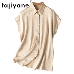 TAJIYANE 100% Mulberry Silk Women Shirts Button Up Shirt Summer Women Clothing Tops Casuales Loose Fit Womens Top Рубашка 2024