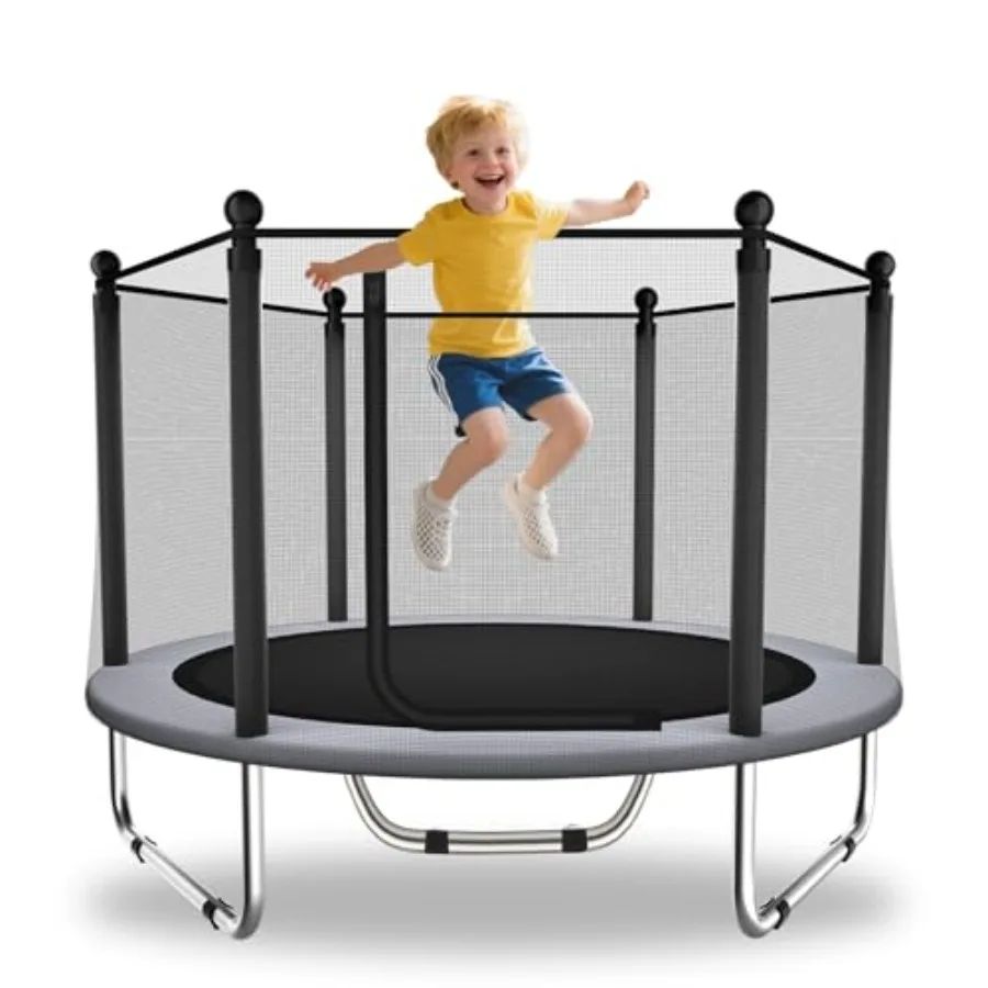 Indoor Outdoor Toddler Trampoline For Age 1-8, Steel Frame With Black Safety Net, Compact Round Design Ideal For Birthday Gifts