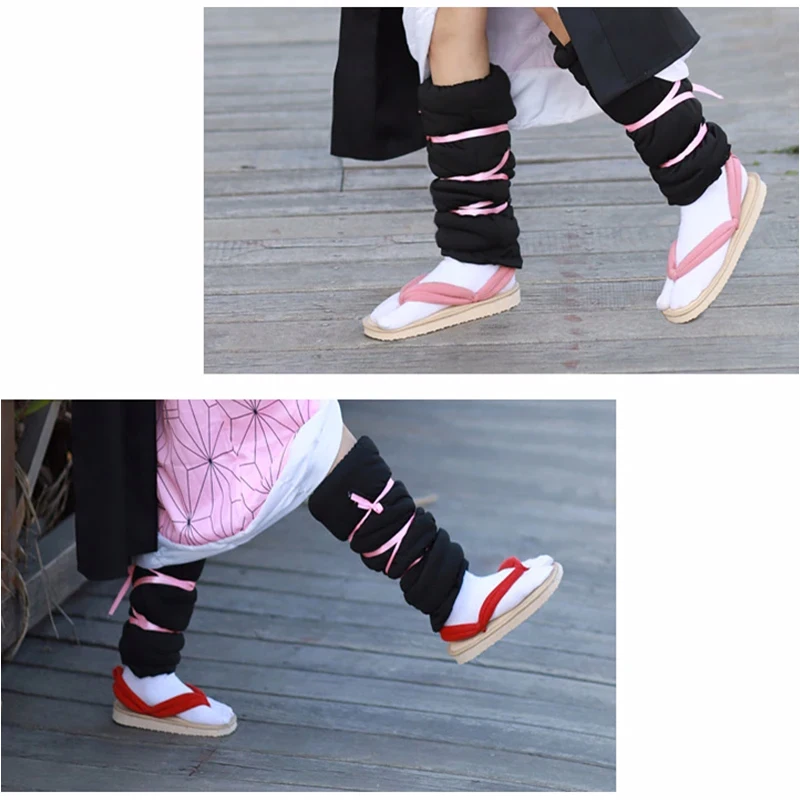 Hot Anime Demon Slayer Kimetsu No Yaiba Cosplay Halloween Kamado Nezuko Cosplay Clogs Kimono Flip-flops Geta Slippers Shoes