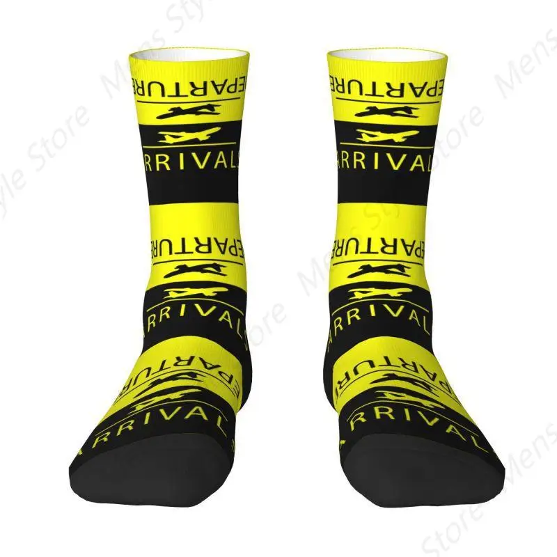 Plane Arrivals And Departures Dress Socks Men's Women's Warm Fashion Aviation Airplane Aviator Pilot Crew Socks