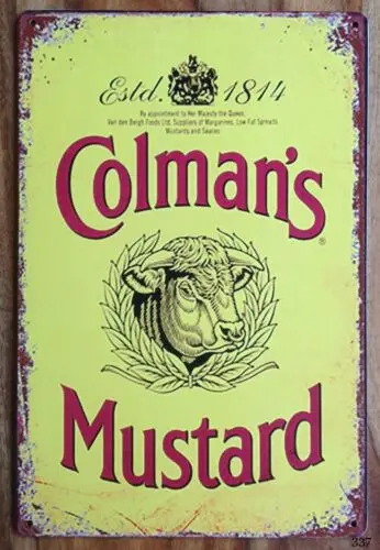 Colman's Mustard Advert Vintage Look Retro Metal Sign, Cafe Kitchen Mancave