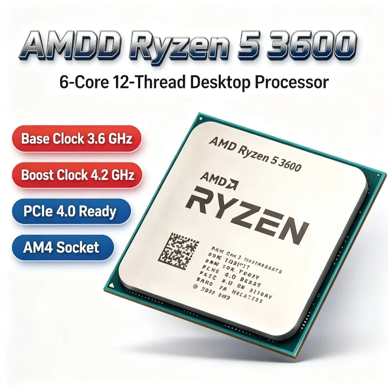 AMD R5 3600 6 Core 12 Thread 4.2GHz 65W AM4 Socket Desktop Gaming Processor Tray No Cooler New Pro Max Elite