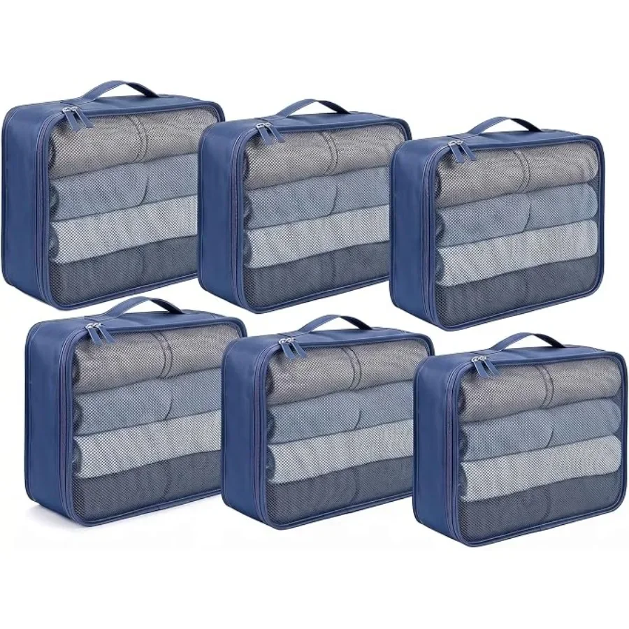 2/4/6Pcs 40*30*12CM Foldable Packing Cubes Luggage Packing Organizers for Travel Lightweight,See Through Breathable Mesh Design