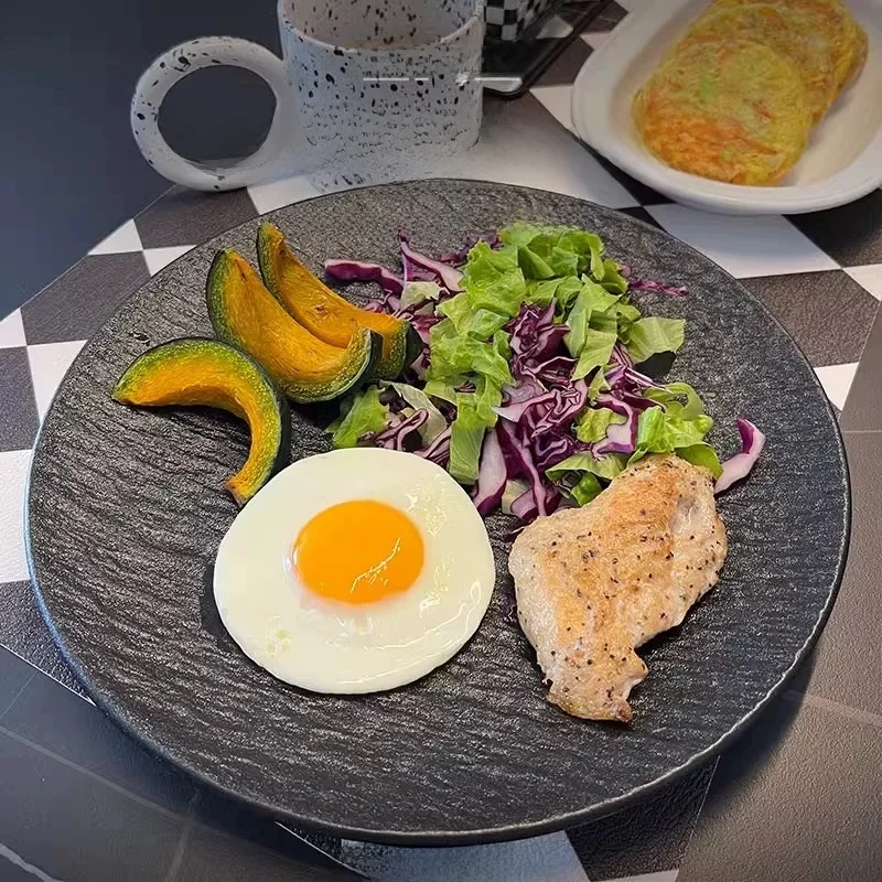 

Ele Cerc Steak Plate Dinnerware Di Home Use Western Food Plate Lightweight Luxury Good Looking Plate round ape