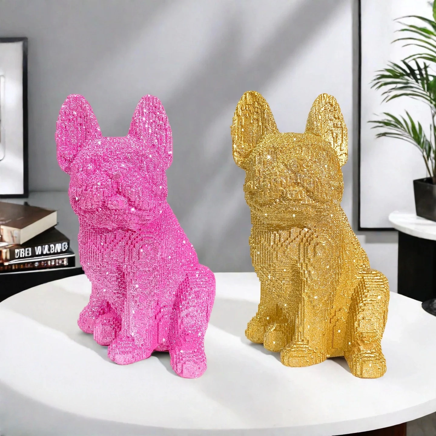 1pc newly designed LEGO powder scattering building block,French Bulldog, resin crafts, modern fashion art exhibition rack, model