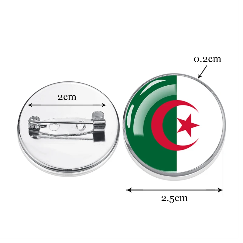 Middle East Flag Pins Glass Dome Brooches for Women Men Algeria Saudi Arabia Israel Palestine National Flag Brooch Jewelry Gifts