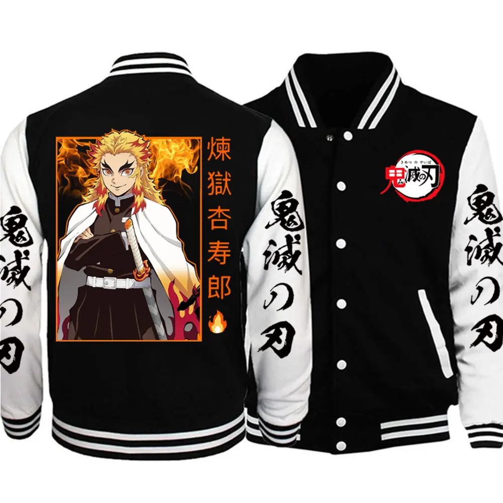

Demon Slayer Rengoku Kyoujurou Baseball Uniform Jacket Women Baseball Jackets for Fans Gift Coat for Men