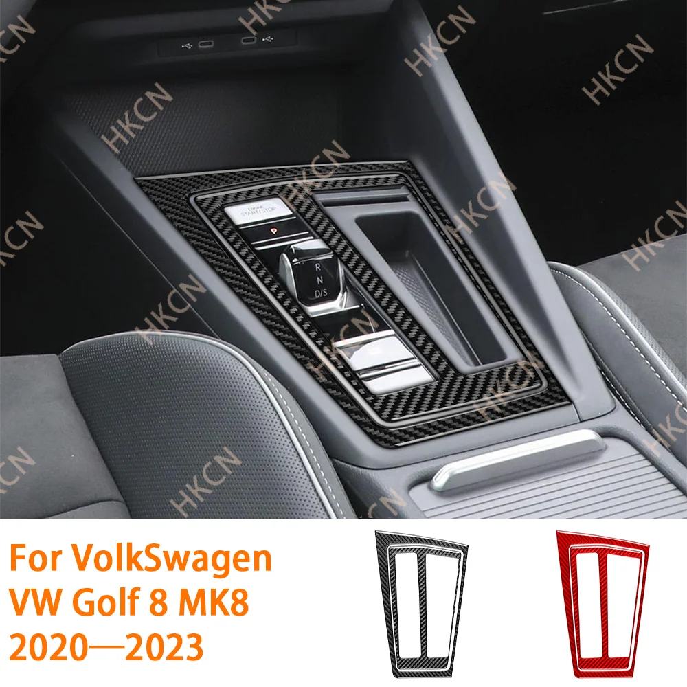 

Real Black Carbon Fiber Car Gearbox Decoration Decal For Volkswagen VW Golf 8 MK8 2020-2023 Car Interior Accesorios
