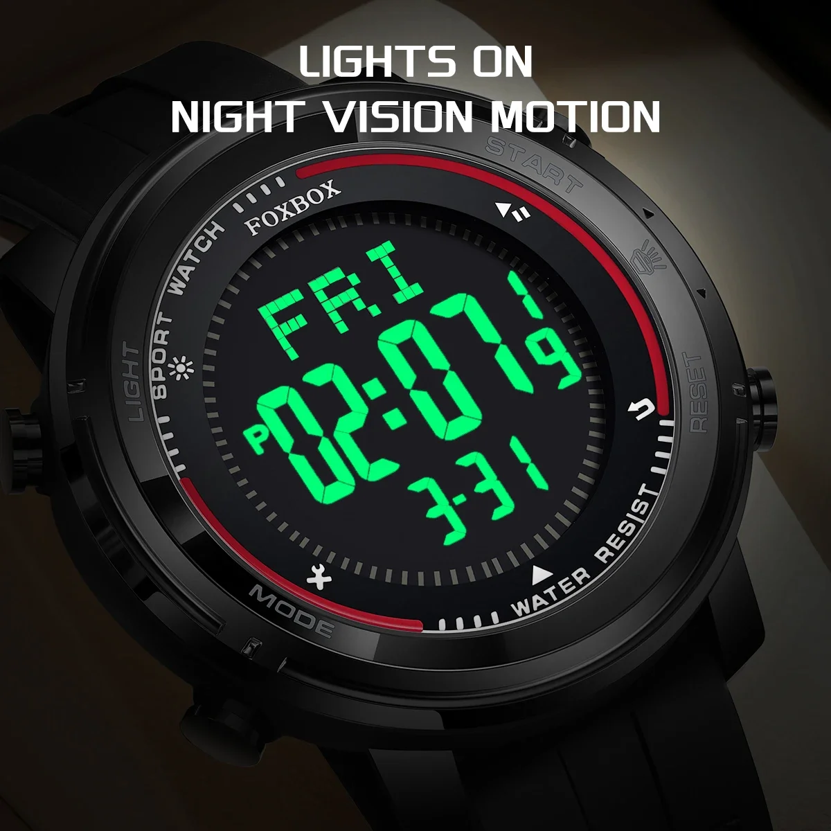 LIGE Digital Watches Sports LED Flashlight Wristwatches Men's 50m Waterproof Watch Digital Light Stopwatch Military Watch Men