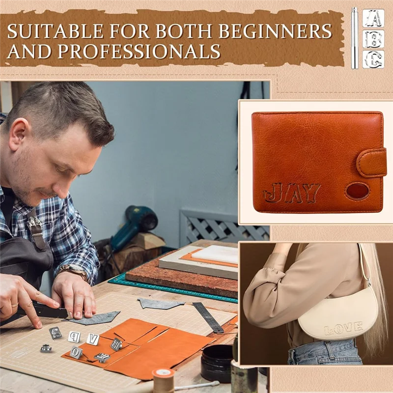 ABPR-Leather Stamping Tools Including Alphanumeric Capital Letter Craft With Punching Tools For DIY Leather Marking