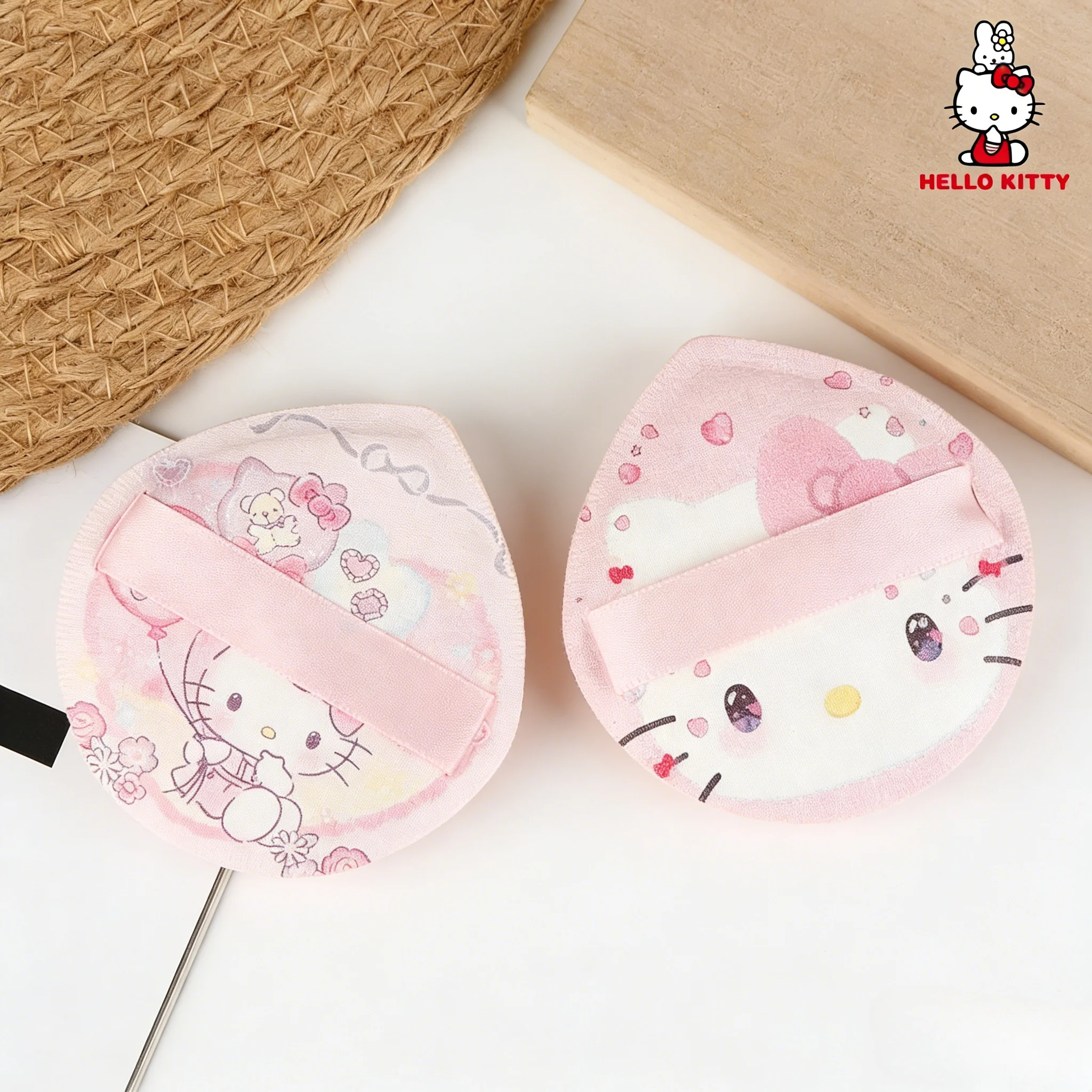 Sanrio - Juego de Esponjas de Maquillaje de Doble Uso, Secas/Húmedas, con Forma de Malvavisco de la Serie Hello Kitty, Suaves y Kawaii, Regalos de Cumpleaños para Niñas