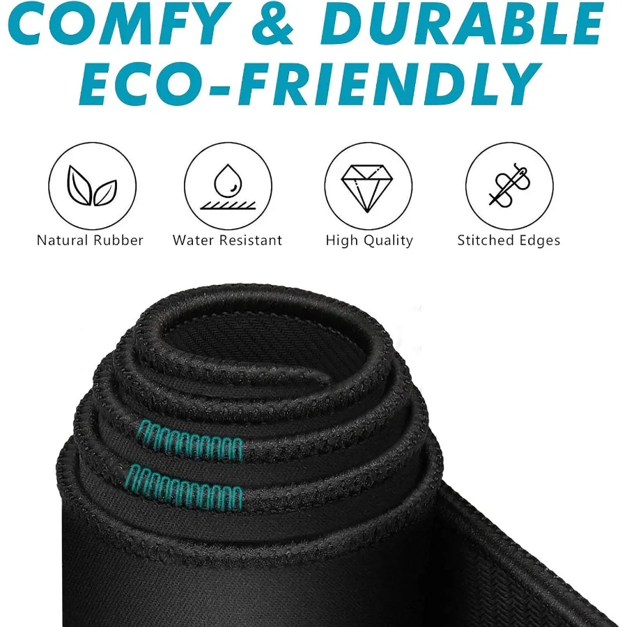 أسود 11 × 8.7 بوصة. الكمبيوتر الأساسي للمكتب مع حواف مخيطة وقاعدة مطاطية غير قابلة للانزلاق. لوحة ماوس PremiumTeured للكمبيوتر المحمول Com #4