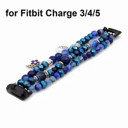 Replacement Strap for Fitbit Charge 3 6 4 5 Band Bracelet Fashion Handmade Elastic Stretch Wristband Women Girl Accssorises Blue