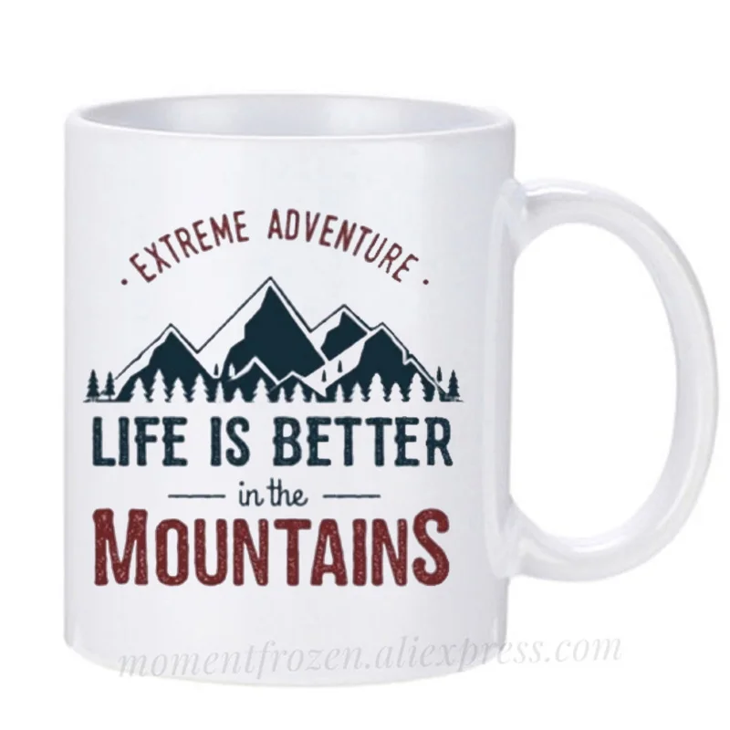 Adventure Forest Mountain Camper Mugs Travel Hiking Cups Camping Bonfire Campfire Coffee Mugen Coffeeware Home Decal Drinkware