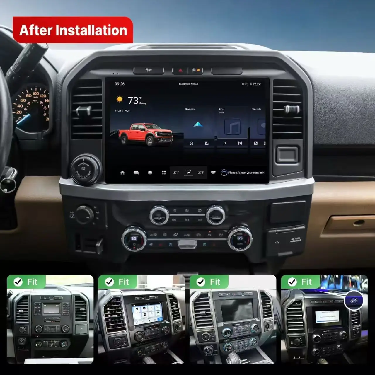 SYQ Multimedia Andorid 13 Video Player Auto Stereo For Ford F150 2015 2016-2021 Wireless CarPlay Gps Head Unit Navigation Stere
