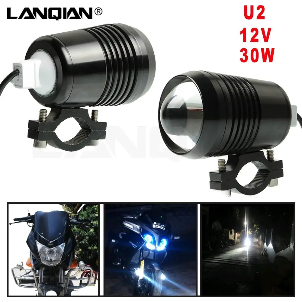 

Hot sale U2 1200LM 30W Upper High Low Beam Motorcycle Headlight LED Driving Motorbike Fog Light Flash Lamp Moto Headlamp Bulbs