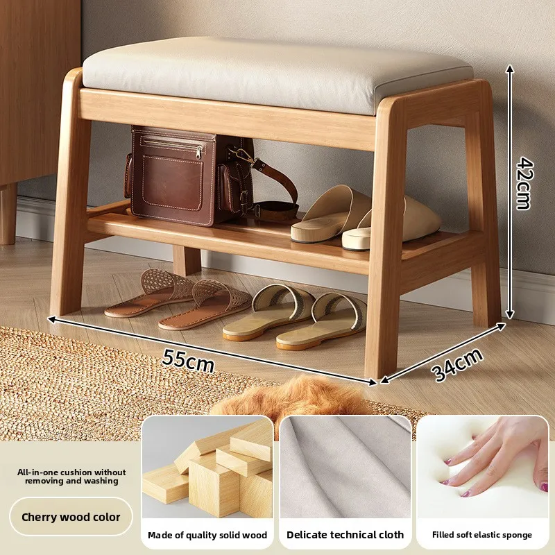 

bold solid wood shoe changing stool, household entrance entrance, light luxury soft bag shoe changing stool
