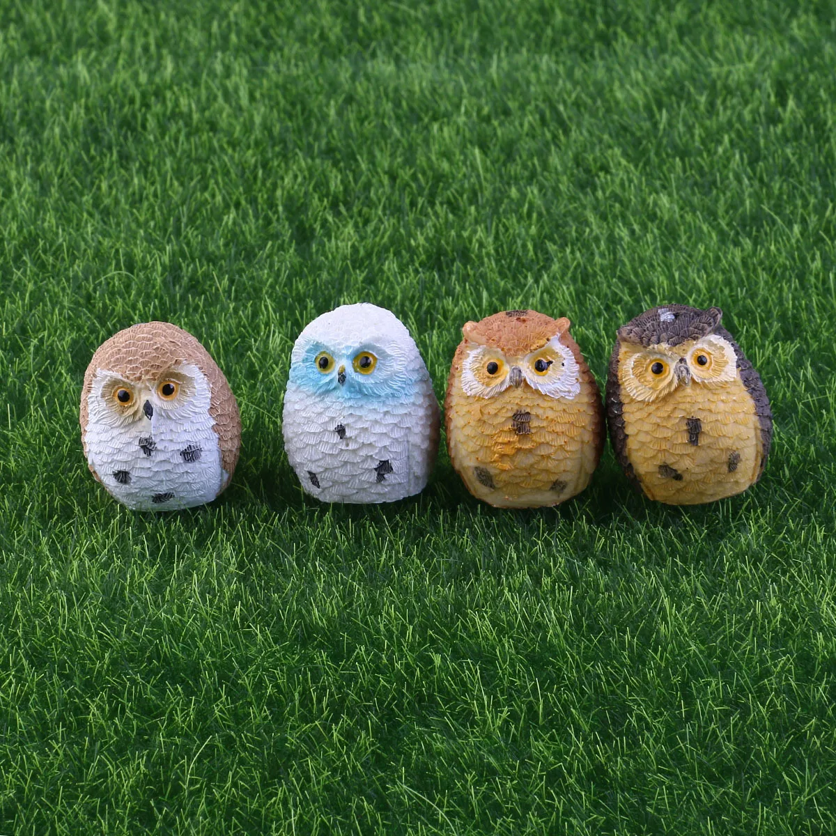 

12Pcs Miniature Owl Resin Ornaments Durable Garden Decorations for Micro Landscape Moss Bonsai Desktop Display