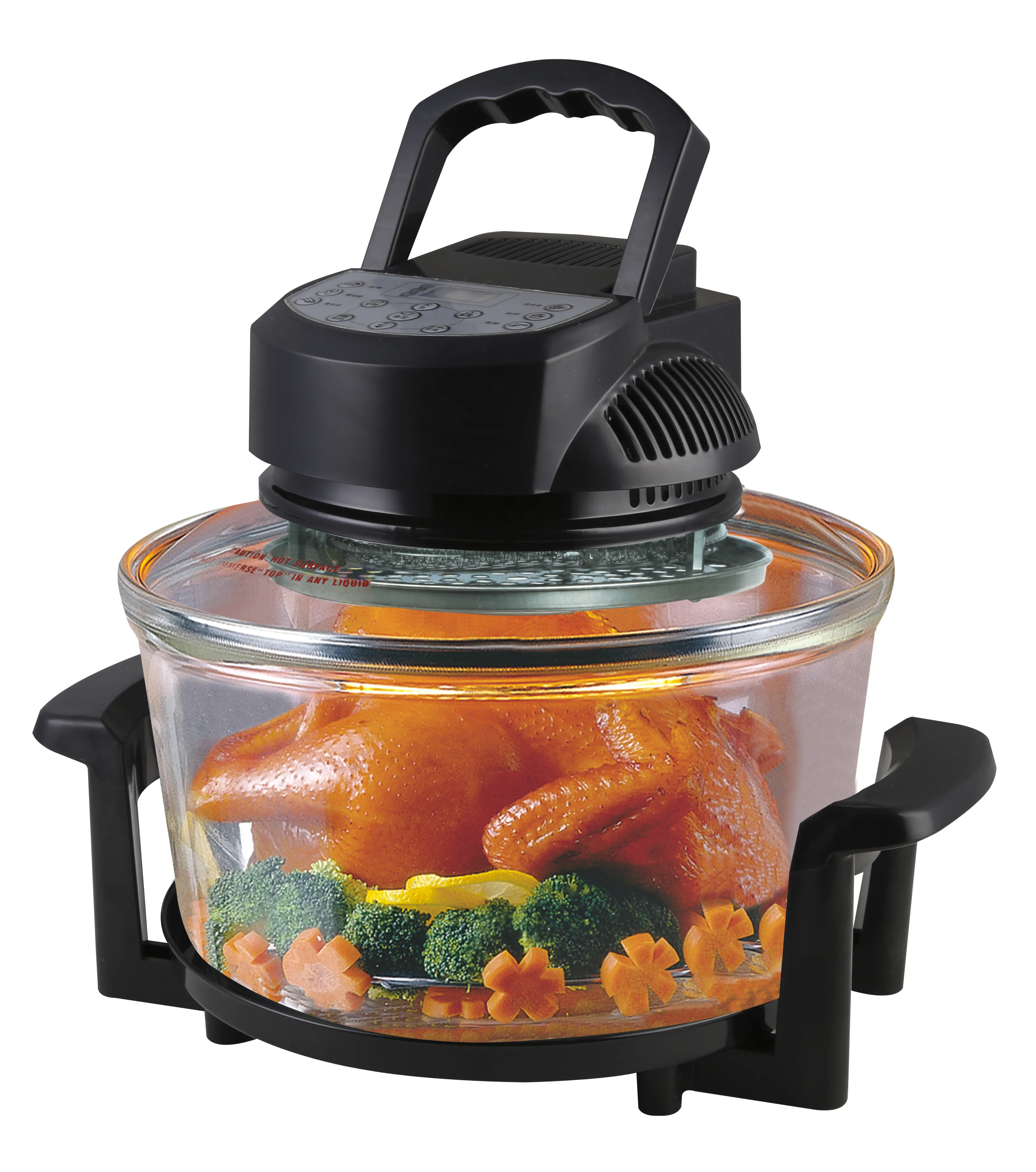 12L digitaler Halogen-Konvektionsofen mit Glasschüssel, transparente Luftfritteuse, 220-240V Flavour Wave-Ofen