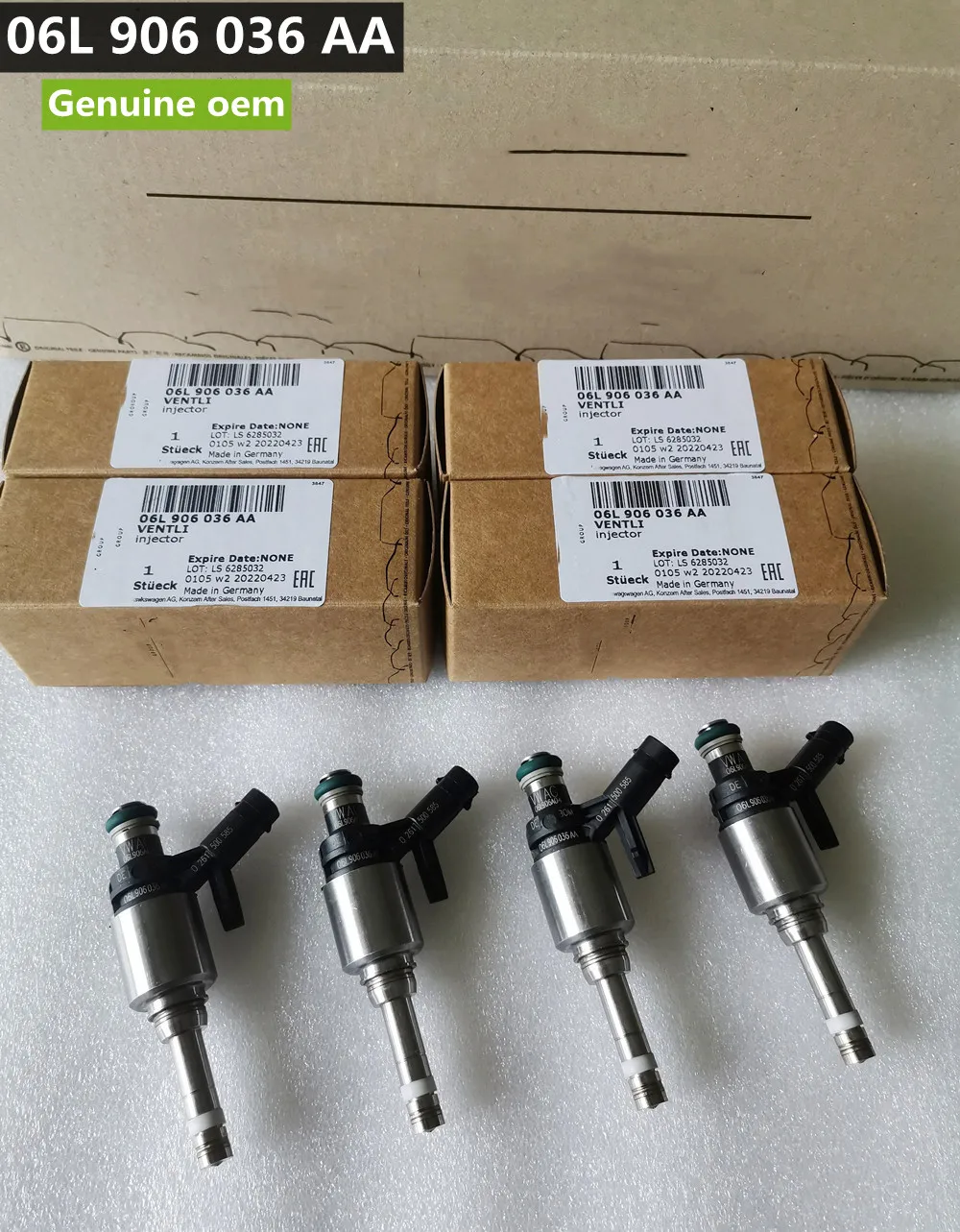 

4 шт. оригинальные топливные форсунки OEM 06L906036AA для Audi TT A1 A3 A4 A5 A6 A7 A8 Q3 Q5 Q7 2,0 TFSI Vw MK7 06L906036K 0261500585