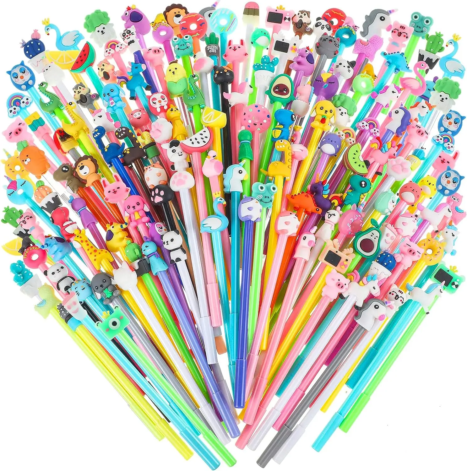 

48 Pcs Cute Cartoon Gel Ink Pen Black Neutral Water Pen Kawaii Animal Assorted Novelty Cute Office Supplies Student Stationery