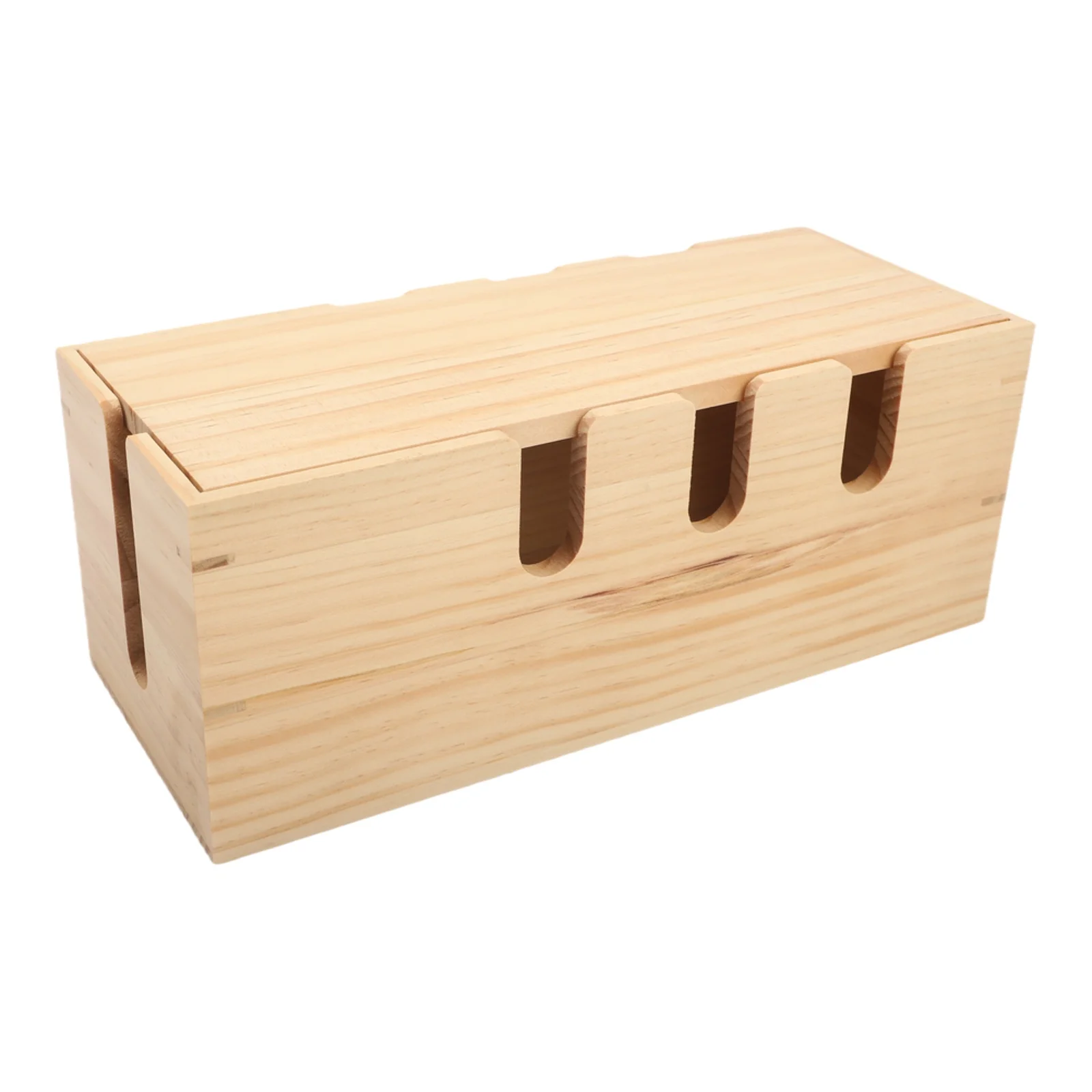 Multifunctional Wooden Storage Box for Organizing Electronic Devices Cords and Accessories with Stylish Solid Wood Design