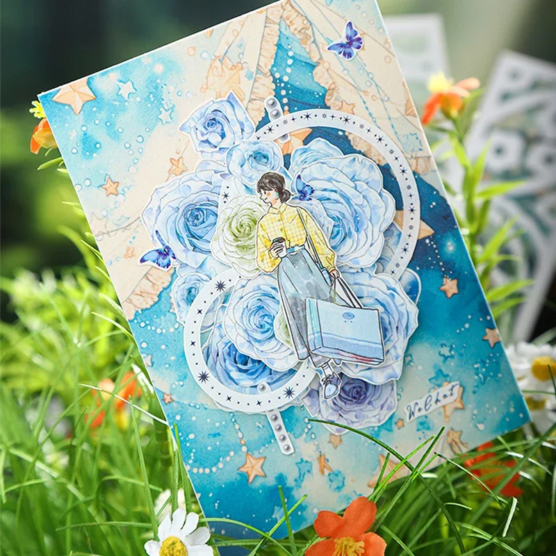 Mr. Paper, 10pcs/pack, Dreamy Background Material Stickers, Decorative Scrapbook, Diary, Tearable Collage Backing Paper