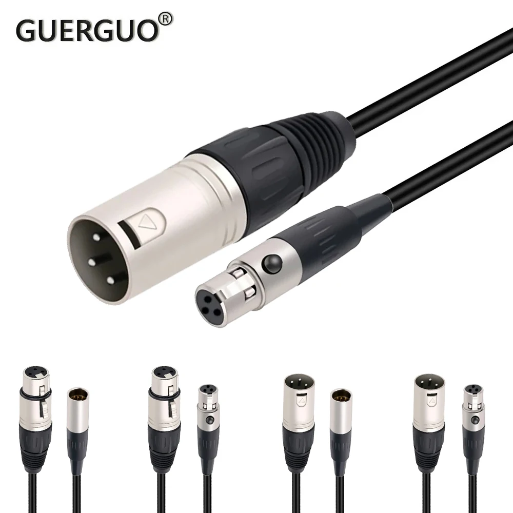 GuerGuo XLR 3Pin Male/Female to Mini XLR 3Pin Male/Female Cable for Blackmagic Pocket Cinema 4k Camera Audio Line Cable 0.3M-15M