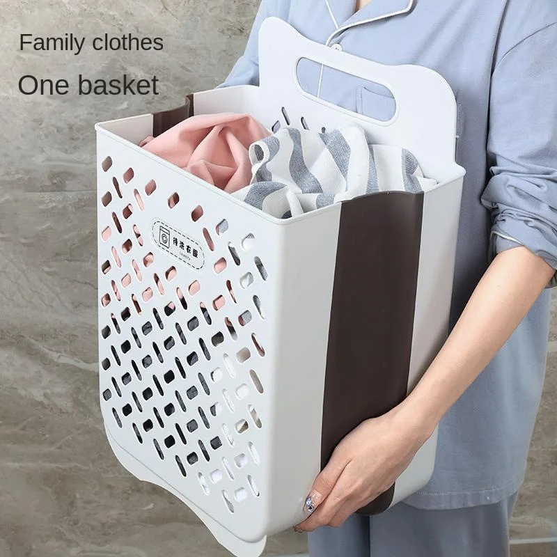 Household Laundry Wall Hanging Foldable Bath Dirty Clothes Storage Basket Barrels Bathroom Appliance