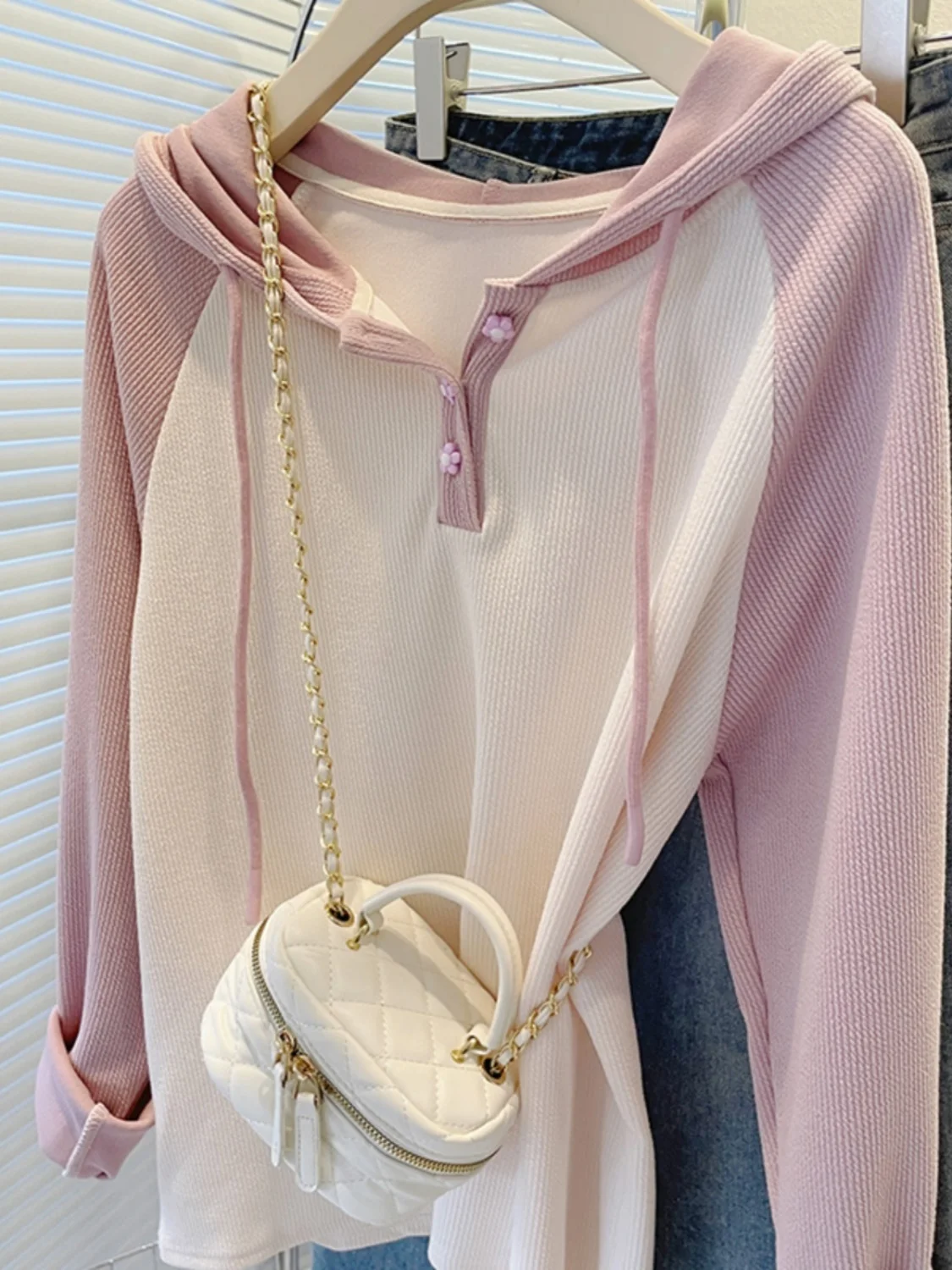 Felpe con cappuccio da donna Smoky Raglan Personalità Minimalista Multiplo Bianco Dolce Lavoro termico Studente Crop Activewear Maniche Vita