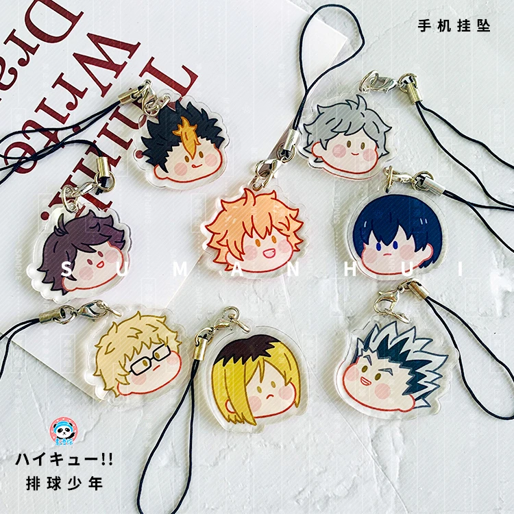 

Anime Haikyuu!! Keychain Volleyball Boy Arcylic Figures Keyring SchoolBag Key Pendant Accessories Fan Gift