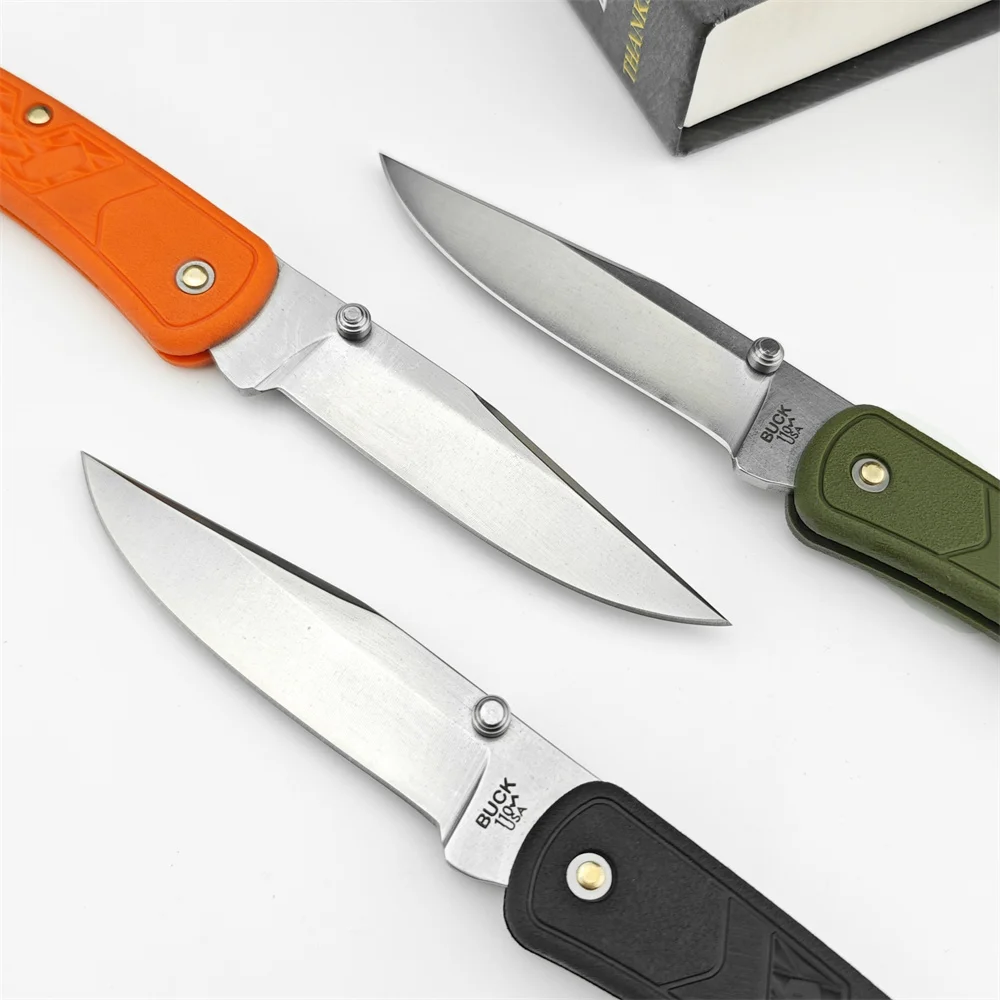 Tactical Classical BK 110 Slim Select Folding Hunter Pocket Knife 440C Plain Blade Nylon Fiber Handle EDC Camping Outdoor Tool